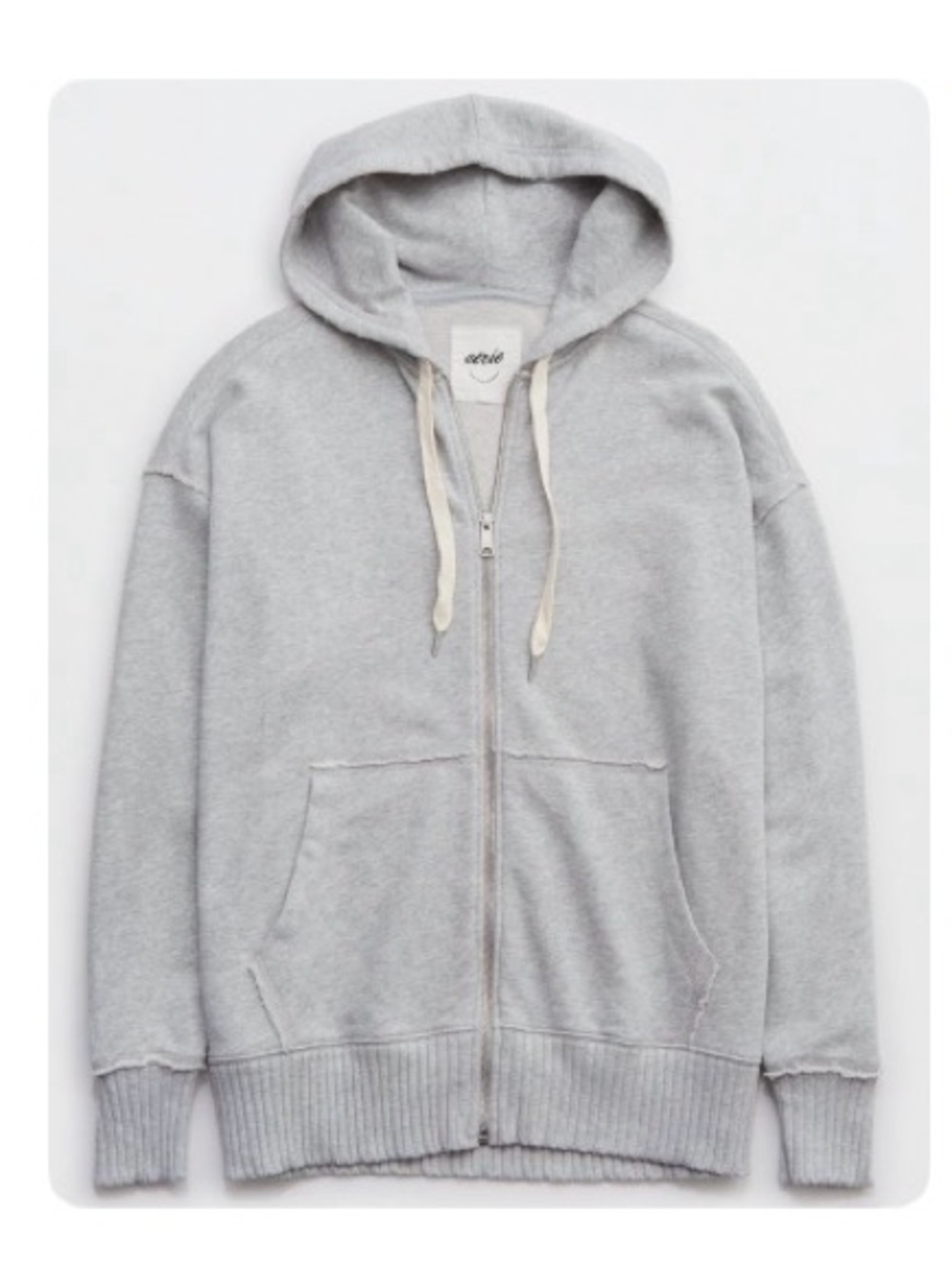 aerie Women's Light Gray Full-Zip Hoodie